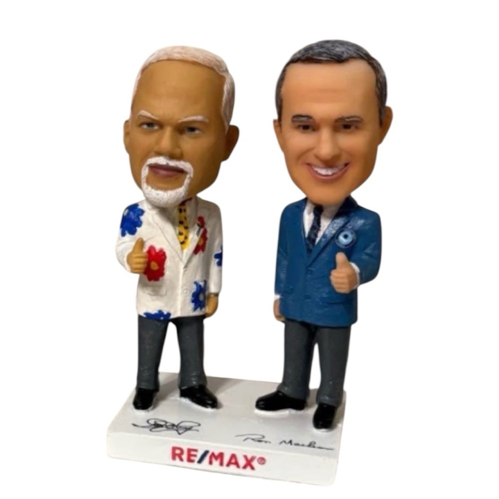 Bobblehead Don Cherry and Ron MacLean. RE/MAX. Colorful Suits. Collectible